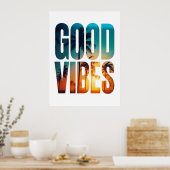 Poster Good Vibes - Typographie du coucher de sole (Cuisine)