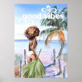Poster Good Vibes | Watercolor Tendance Retro Summer Beac (Devant)