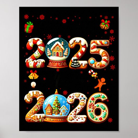 Poster Goodbye 2025 Hello 2026 Christmas And Happy New Ye (Devant)