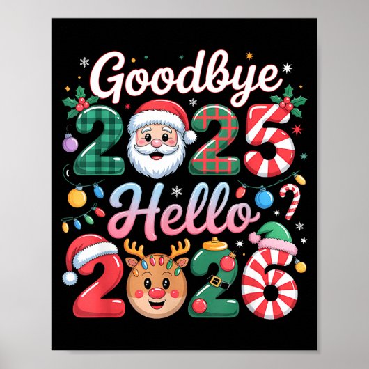 Poster Goodbye 2025 Hello 2026 Christmas New Year Gift  (Devant)