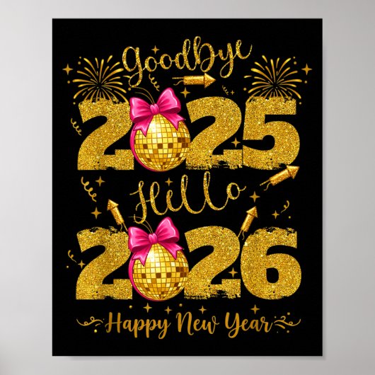 Poster Goodbye 2025 Hello 2026 Happy New Year's Eve (Devant)