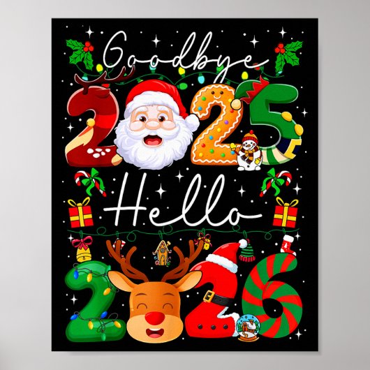 Poster Goodbye 2025 Hello 2026 Happy New Year's Eve Chris (Devant)