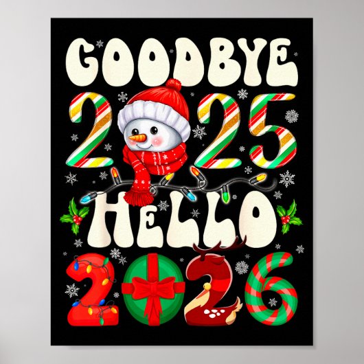 Poster Goodbye 2025 Hello 2026 Merry Christmas Happy New (Devant)