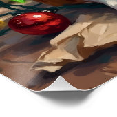 Poster Goofy Boxer Dog Tangled in Christmas Lights (Coin)