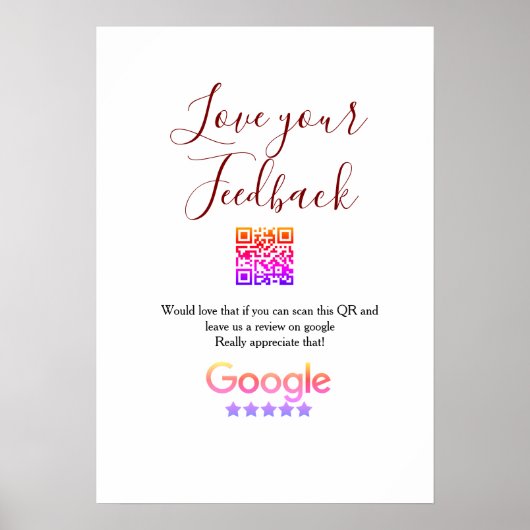 Poster Google avis logo entreprise Scan QR avis (Devant)