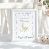 Poster Goose Combien de bonbons Blue Bow Baby shower jeu