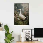 Poster Goose Flowers Print, Antique Spring Digital (Bureau à domicile)