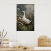 Poster Goose Flowers Print, Antique Spring Digital (Cuisine)