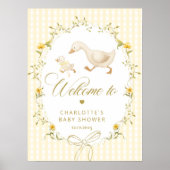 Poster Goose Gender neutral Gingham Baby Shower Welcome (Devant)
