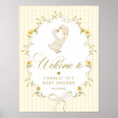 Poster Goose Gender neutral Gingham Baby Shower Welcome (Devant)