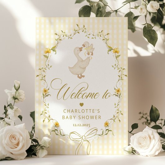 Poster Goose Gender neutral Gingham Baby Shower Welcome