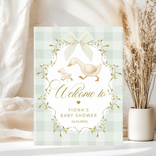 Poster Goose Gender neutral Sage Baby Shower Welcome
