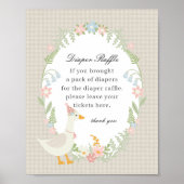 Poster Goose soie beige Floral En vichy chevalet à feuill (Devant)