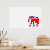 Poster GOP - Eléphant rouge, blanc et bleu (Cuisine)