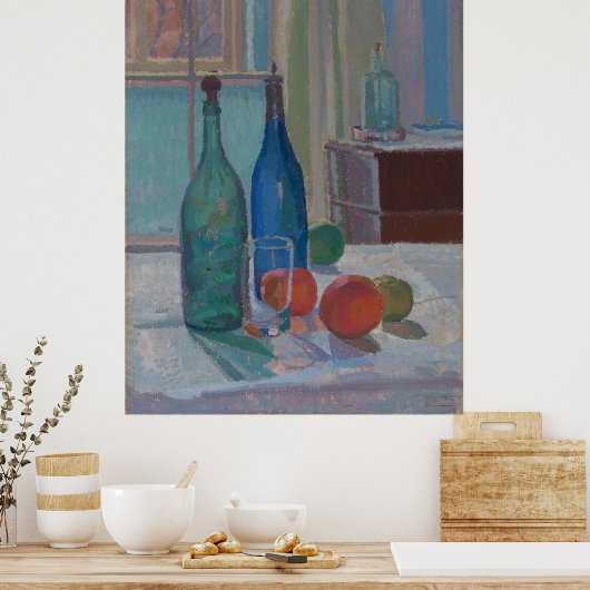 Poster Gore's Blue and Green Bottles and Oranges (Cuisine)