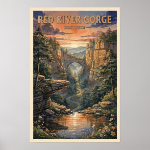 Poster Gorges de la Red River Kentucky Voyage Vintage