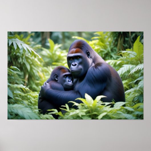 Poster Gorilla Animal Nature Faune Affection Soin (Devant)