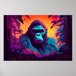 Poster Gorilla Ape Animal Jungle Nature sauvage