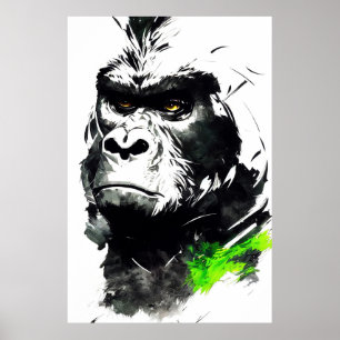 Poster Gorilla Ape Nature sauvage Esprit libre Peinture A