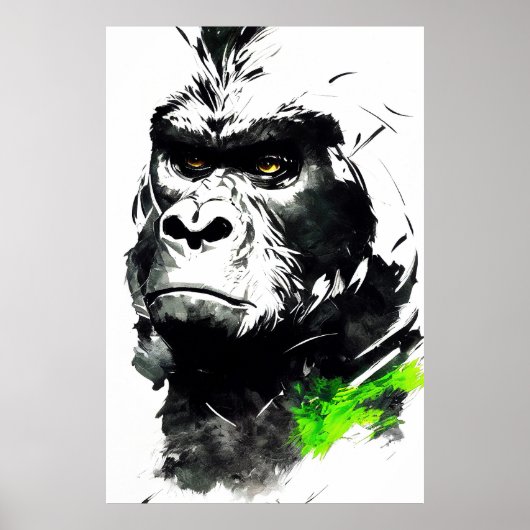 Poster Gorilla Ape Nature sauvage Esprit libre Peinture A (Devant)