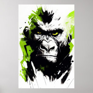 Poster Gorilla Ape Nature sauvage Esprit libre Peinture A