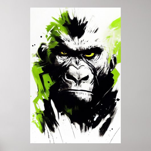 Poster Gorilla Ape Nature sauvage Esprit libre Peinture A (Devant)