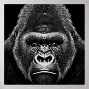 Poster Gorilla Ape Nature sauvage Illustration d'animal A
