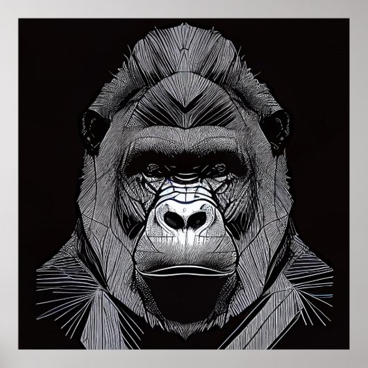 Poster Gorilla Ape Nature sauvage Illustration d'animal A (Devant)
