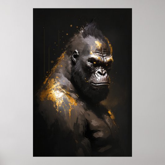 Poster Gorilla Ape Portrait Animal Nature Faune Esprit (Devant)