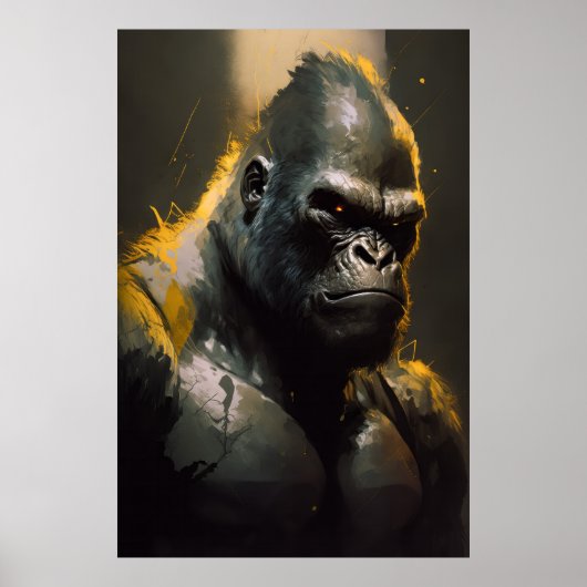 Poster Gorilla Ape Portrait Animal Nature Faune Esprit (Devant)