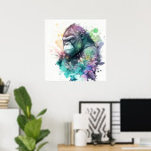 Poster Gorilla Ape Portrait Animal Peinture Faune Libre (Bureau à domicile)