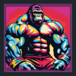 Poster Gorilla Bodybuilder Lifter Pop Art Dessin<br><div class="desc">Digital Computer Animal Art - College Pop Art - Wild Animal Computer Images</div>