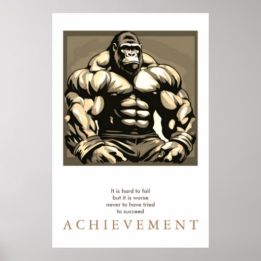 Poster Gorilla Bodybuilder Motivational Sepia (Devant)