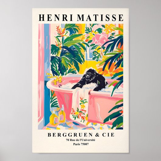Poster Gorilla Dans Bain Drôle Poster, Matisse Art Imprim (Devant)