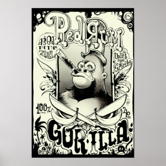 Poster Gorilla du rhum rouge