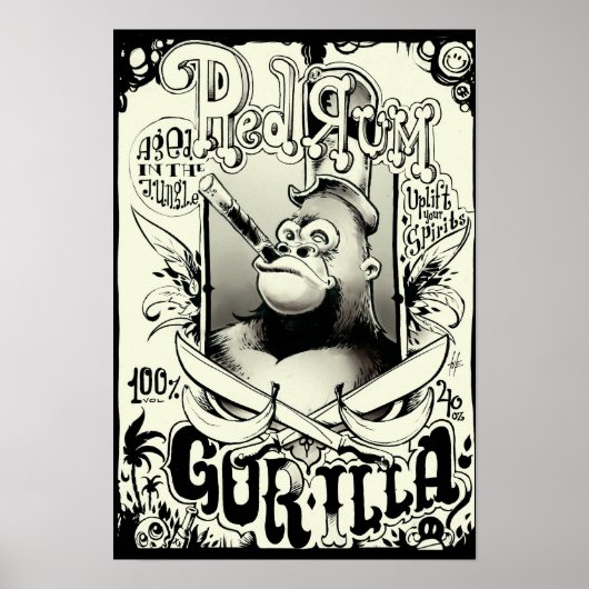 Poster Gorilla du rhum rouge (Devant)