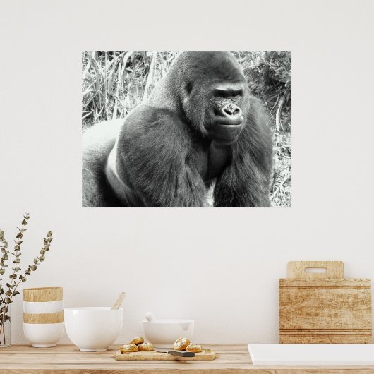 Poster Gorilla en noir et blanc (Cuisine)