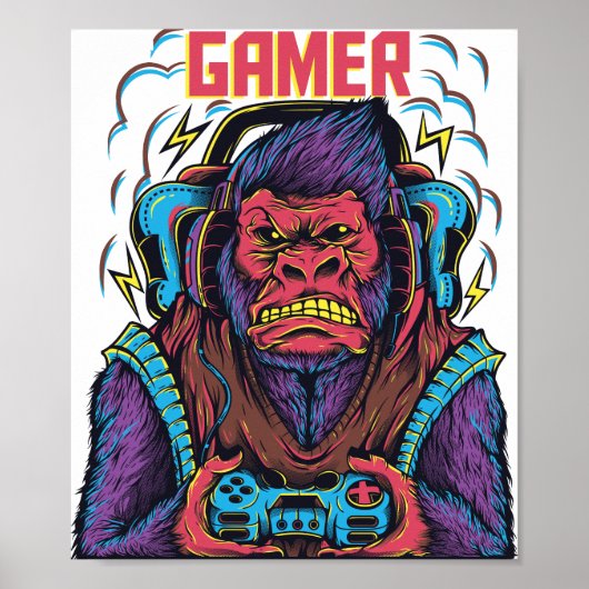 Poster Gorilla Gamer (Devant)