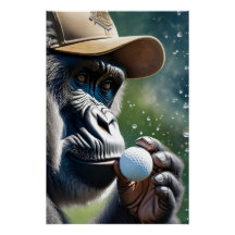 Gorilla Jouer au golf avec un baiser pour bonne ch