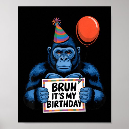 Poster Gorilla Jungle À Thème Anniversaire Fête Bruh Son  (Devant)