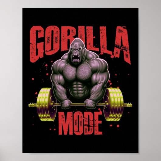 Poster Gorilla Mode Weightlifting Gym Bodybuilding Workou (Devant)