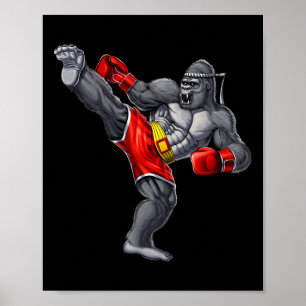 Poster Gorilla Muay Thai Boxe Karaté Kickboxing Arts Mart