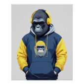 Poster Gorilla Portant un Sweat - shirt à capuche drôle C (Devant)