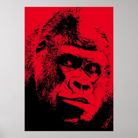 Poster Gorilla Red Black Pop Art (Devant)