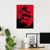 Poster Gorilla Red Black Pop Art (Bureau à domicile)