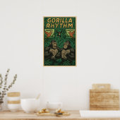 Poster Gorilla Rhythm Jungle Comic - Musical Wildlife (Cuisine)