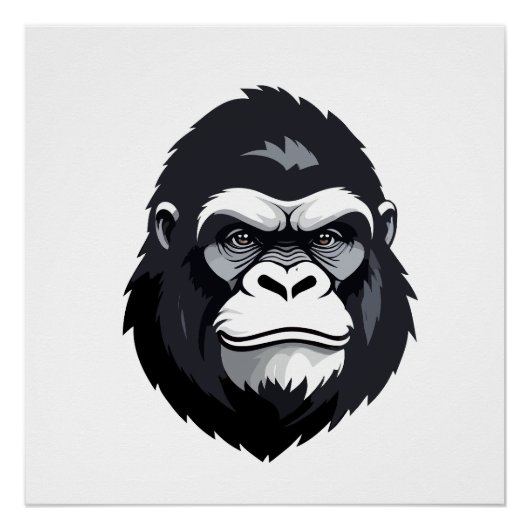 Poster Gorilla Vector Art Animal Moderne Graphique Urbain (Devant)
