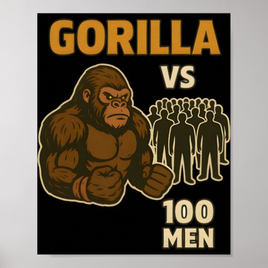 Poster Gorilla vs 100 men epic battle (Devant)