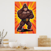Poster Gorille Bodybuilder Haltérophile Pop Art Cartoon (Cuisine)