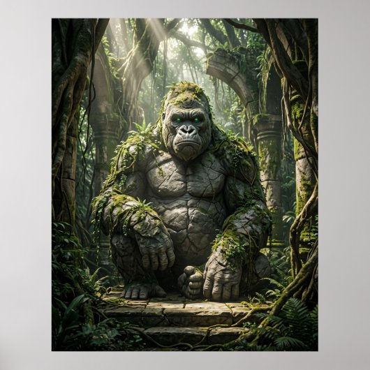 Poster Gorille de Pierre Art Monolithique Jungle (Devant)